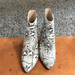 Wet Kiss Clunky Hill Snakeskin Booties